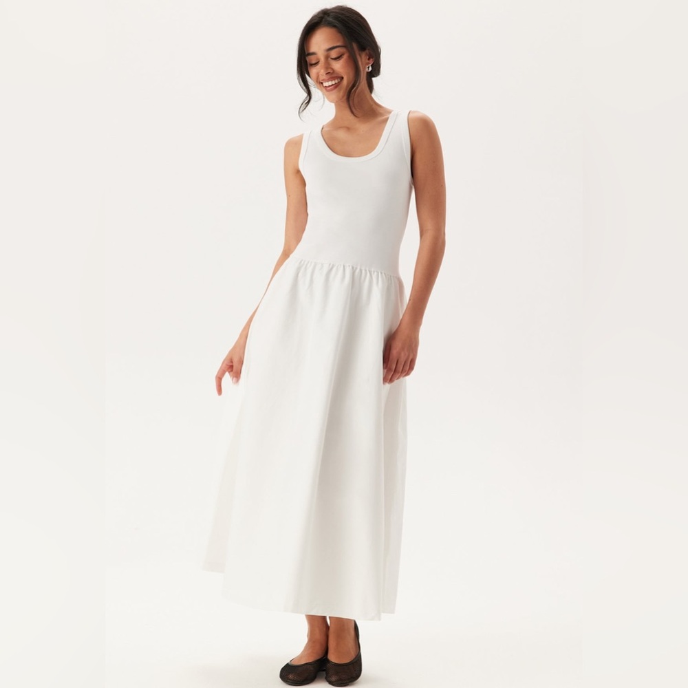 Midi Jersey Woven Combo Dress Size M